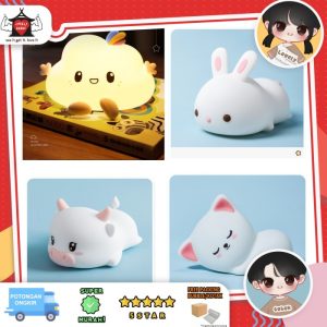 Lampu tidur silikon lucu, lampu tidur USB bunny cloud, Cute night lamp