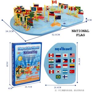 Mainan Map Of The World Knowledge Of The World Peta Dunia Bendera kayu
