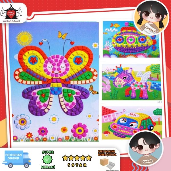 Mainan tempel mosaik blink, Mainan kerajinan tangan tempel stiker anak