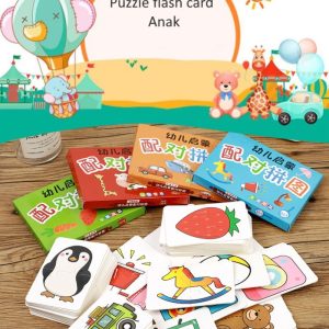 Mainan puzzle flash card, Mainan edukasi puzzle mencocokkan