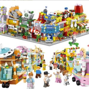 Mainan lego block stand makanan, Mini food stand and shop cart
