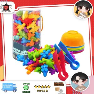 Mainan montessori mangkok sortir warna, Children Color Classification