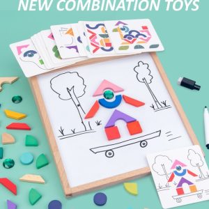 Mainan papan tulis geomino tangram 2 in 1, Magnetic Scrabble