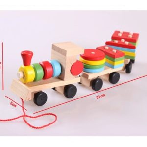 Mainan puzzle kereta api bentuk kayu anak,Building Block Train Shape