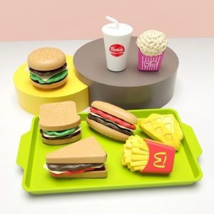 Mainan pretend play fast food, Mainan burger french fries