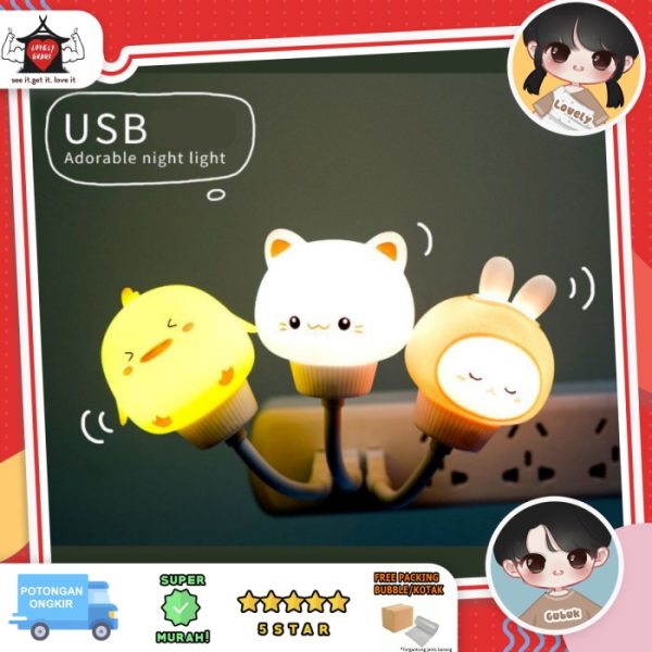 Lampu tidur lucu, Lampu tidur USB dengan sensor, Cute cartoon night la