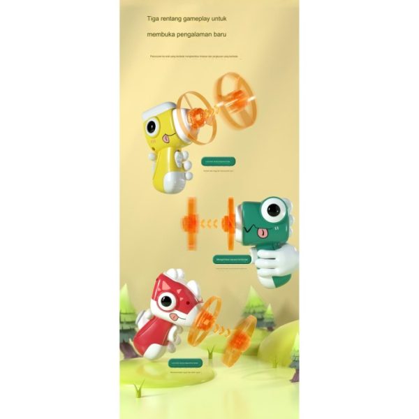 Mainan Gyro Force piring terbang 2 in 1, Dino Gyro Gun,Battle gangsing - Image 3