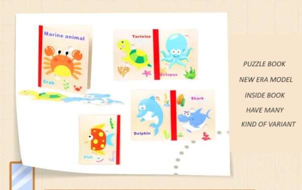 Buku mainan edukasi puzzle, Jigsaw puzzle book wooden toys - Image 2