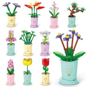 Mainan Mini Bricks Seri Bunga Pot Vase Flower, Mini Building Block 3D