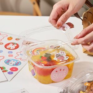 Mika keranjang Plastik Mika Tenteng Tempat Hamper Makanan Jelly Dessert, Kotak Dessert kue