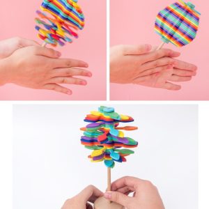 Mainan spin lolipop putar daun kayu anak, Stress Relieve toys spinning