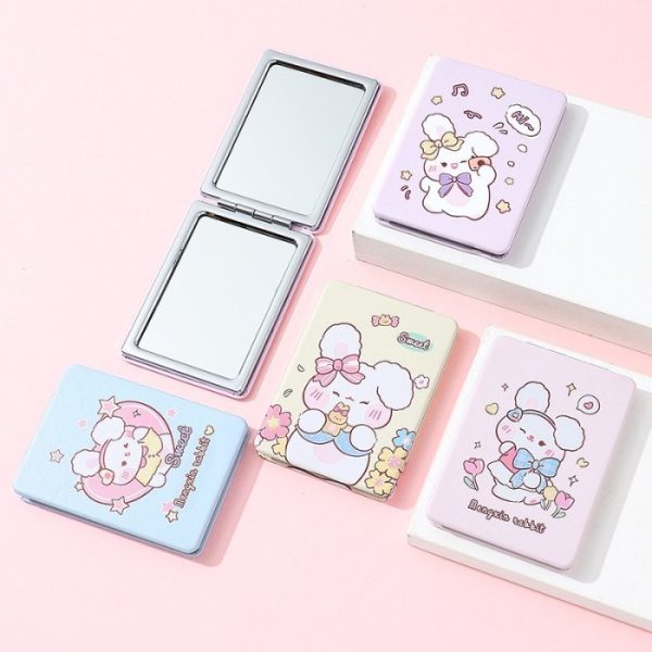 [PART 1] Cermin Lipat 2 sisi pembesar persegi panjang, Portable Kaca Rias Makeup Lipat Double Slide Leather - Image 2