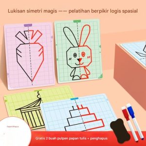 Kartu Gambar Simetri Latihan Kreativitas & Logika Anak, Symmetrical Art drawing