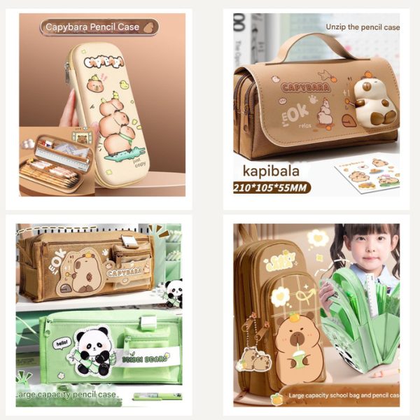 Kotak pensil capybara panda, kotak pensil mini pouch, kotak pensil 3D