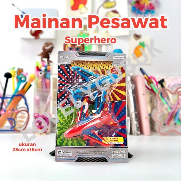 Pesawat Plastik Mainan Diecast Pullback Anak Koleksi Pesawat Superhero The Sky Soldier - KGP382 385 - Image 5
