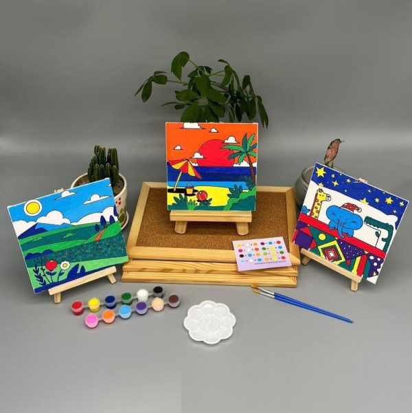 Set Melukis untuk Anak - anak dengan canvas mini. Paket Melukis Anak dengan Canvas, Mini Painting Set