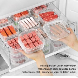Kotak Penyimpanan Bahan Makanan di dalam Kulkas atau Freezer, Kotak Penyimpanan Makanan Beku - Food Grade, Bisa Ditumpuk & Microwaveable