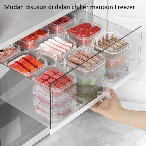 Kotak Penyimpanan Bahan Makanan di dalam Kulkas atau Freezer, Kotak Penyimpanan Makanan Beku - Food Grade, Bisa Ditumpuk & Microwaveable - Image 7